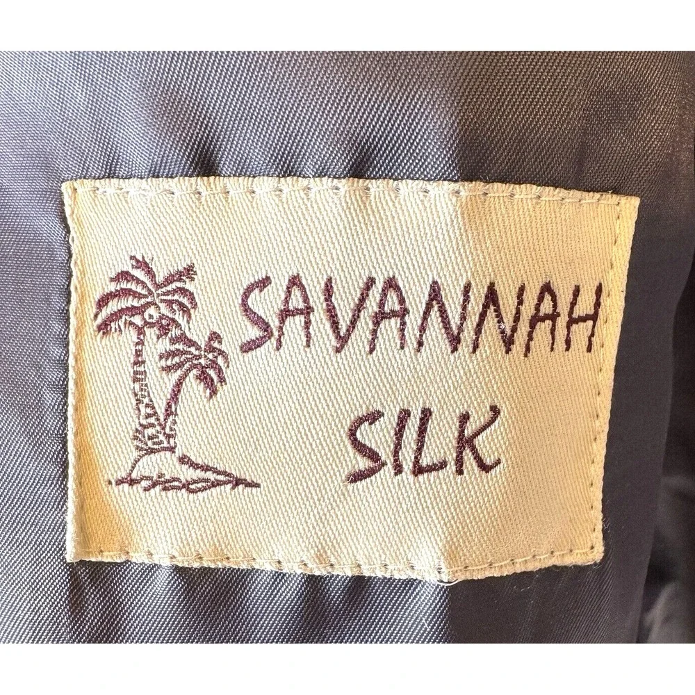 Vintage Savannah Silk‎ Blazer Mens 42L Brown Tweed Silk 2 Button Sports Coat